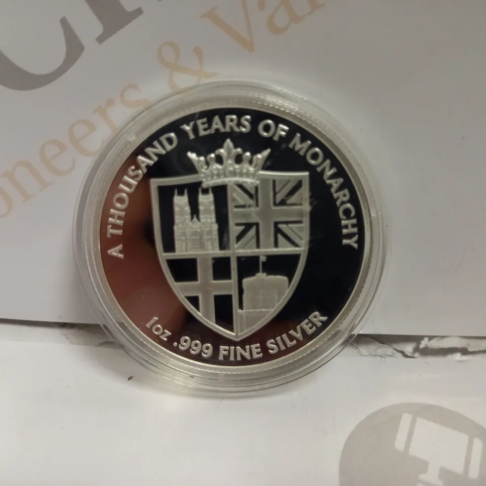 QUEEN ELIZABETH I 1533 A THOUSAND YEARS OF MONARCHY 1OZ 1999 FINE SILVER COIN