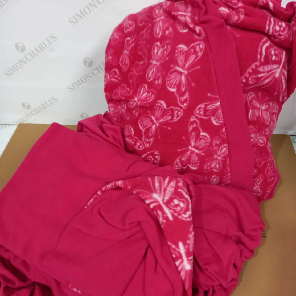 SOFT BUTTERFLY 4PC DUVET SET BERRY DOUBLE