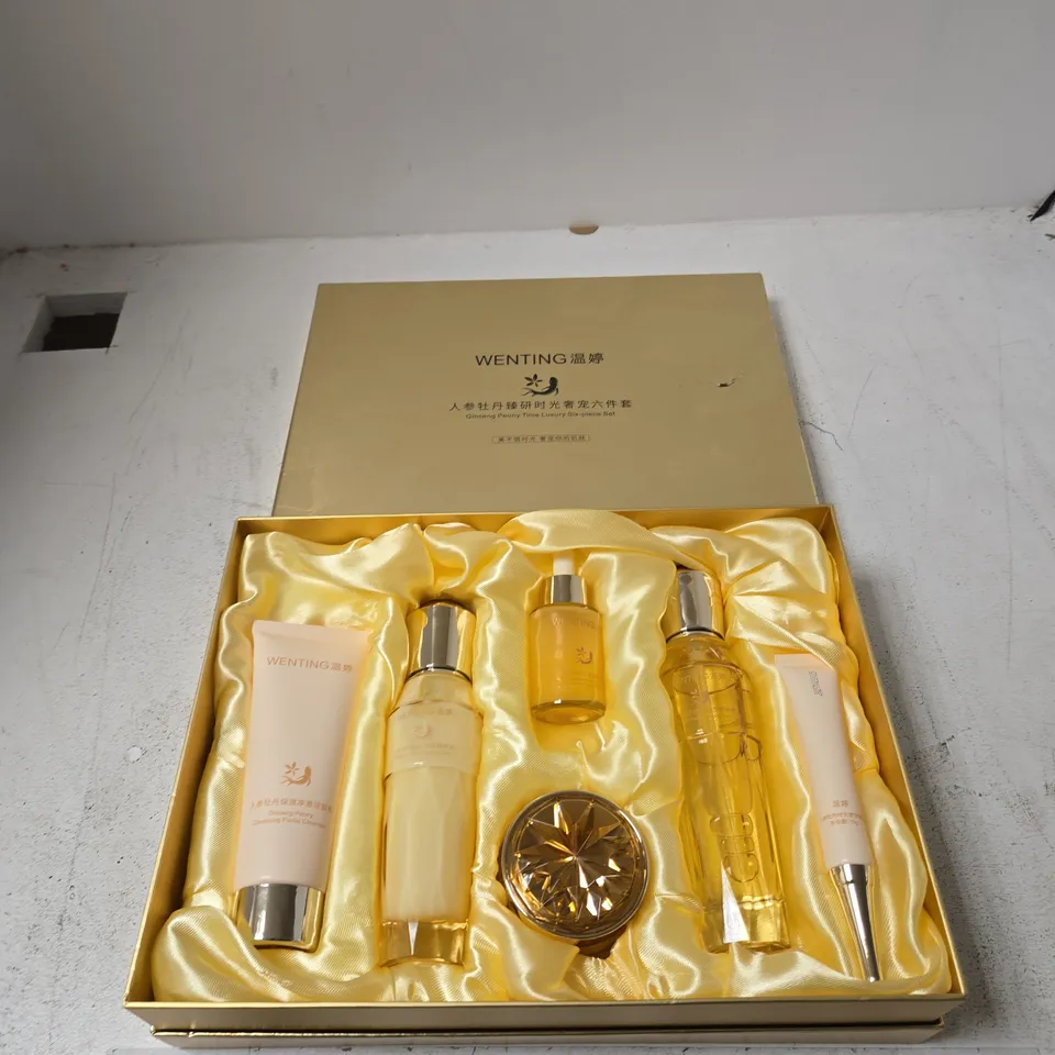 WENTING 温婷 GINSENG PEONY TIME LUXURY SIX-PIECE SKINCARE SET – GOLD PRESENTATION BOX