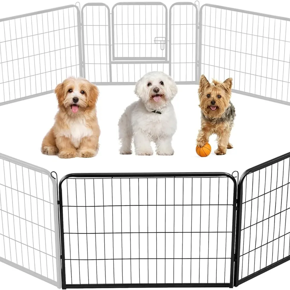 BOXED YAHEETECH DOG PLAYPEN, 4 PANEL PUPPY PLAY PEN HEAVY DUTY PET EXERCISE FENCE FOR GARDEN/YARD 60CM HEIGHT