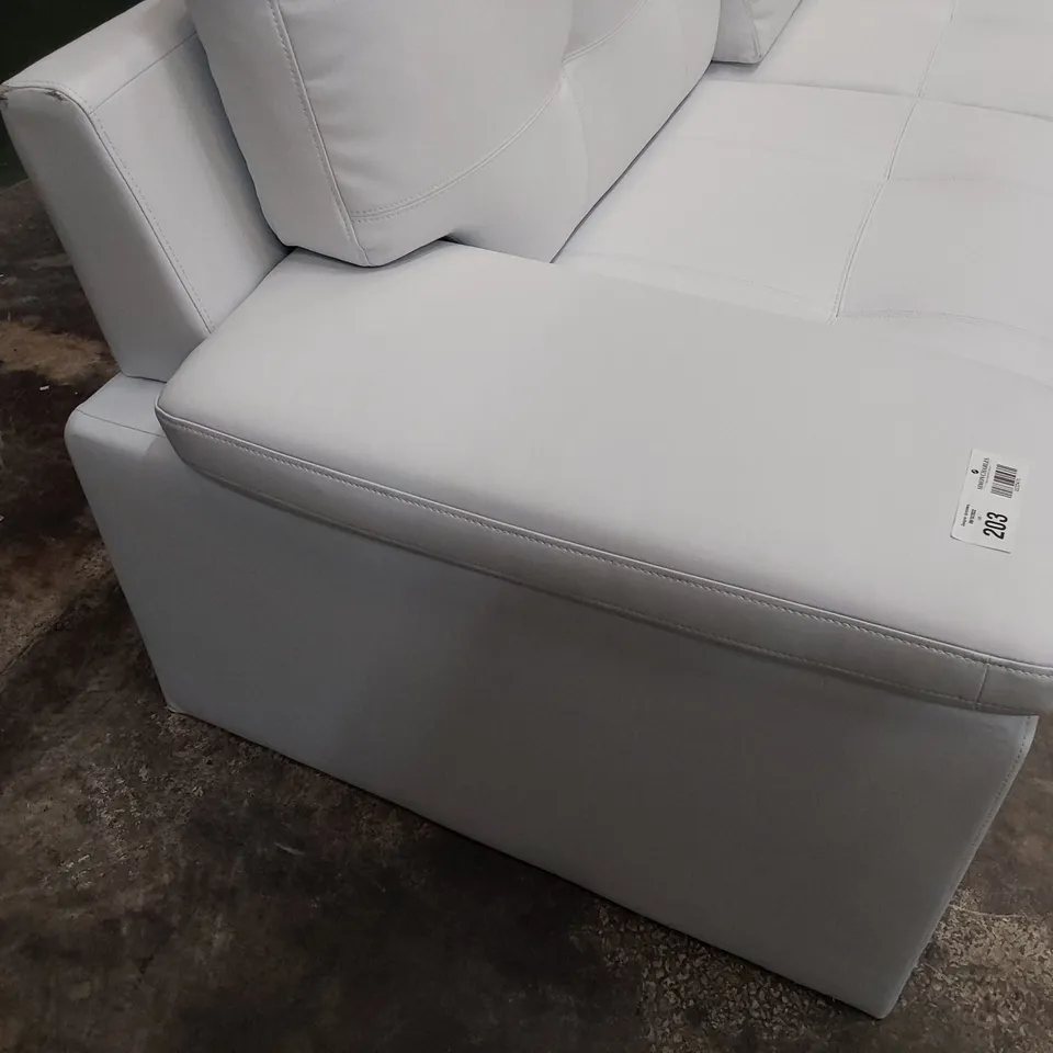 DESIGNER THREE SEATER SOFA WHITE LEATHER 