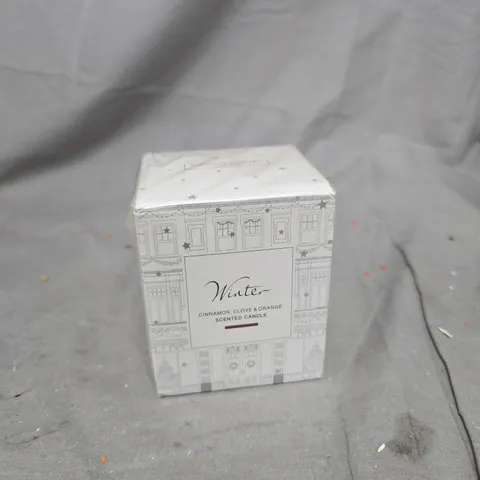 WINTER CINNAMON, CLOVE & ORANGE SCENTED CANDLE – BOXED