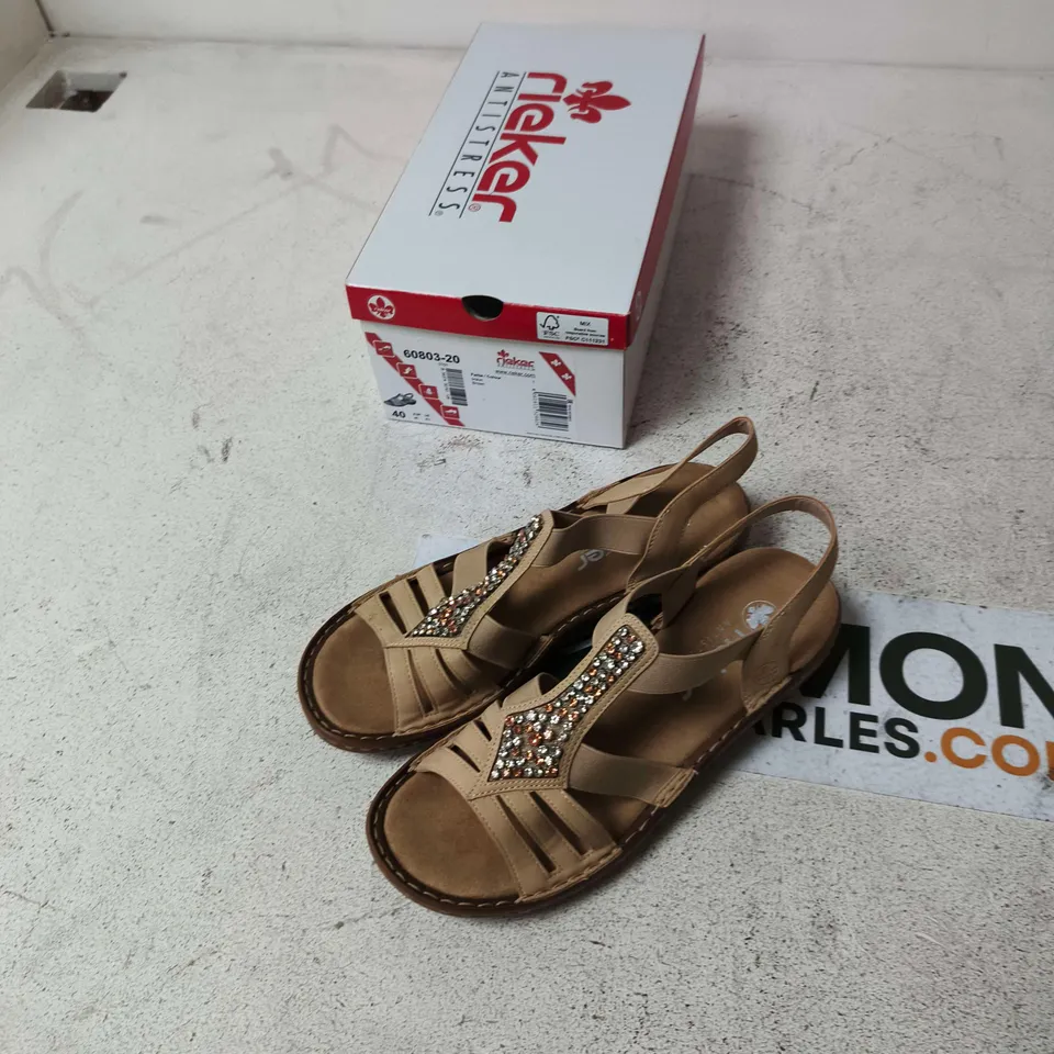 RIEKER WOMEN'S SANDALS UK7 BROWN WITH CRYSTAL EMBELLISHMENTS