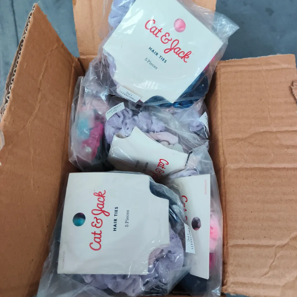 12 X PACKS OF CAT & JACK HAIR TIES IN VARIOUS COLOURS - 5 TIES PER PACK