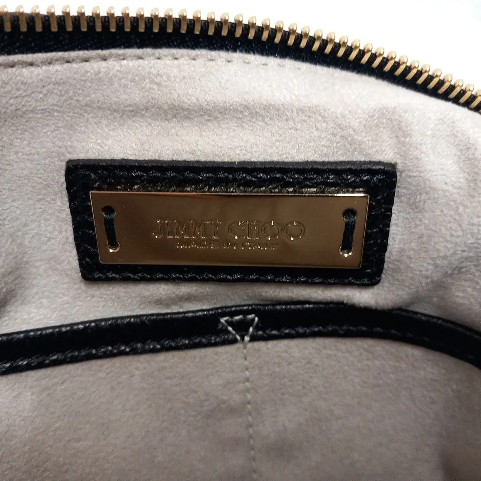 JIMMY CHOO BLACK AND GOLD LEATHER STUD LARGE CLUTCH BAG