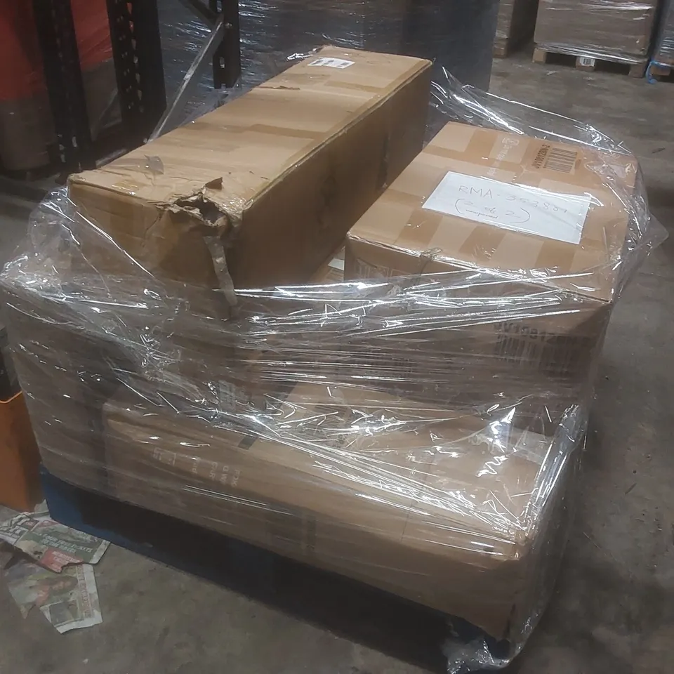 PALLET OF ASSORTED HOUSEHOLD GOODS AND INCOMPLETE FURNITURE PARTS 