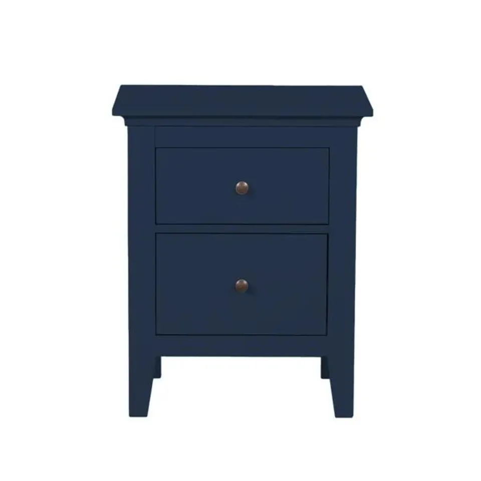 BOXED LYNTON 2 DRAWER BEDSIDE TABLE - NAVY (1 BOX)