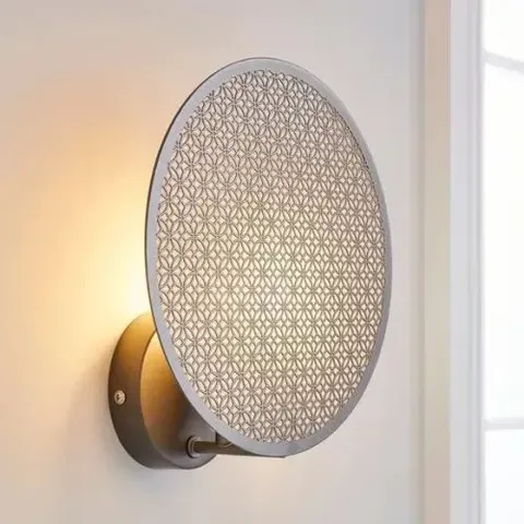 BOXED WALL LIGHT WITH LASER-CUT PATTERN - PEWTER