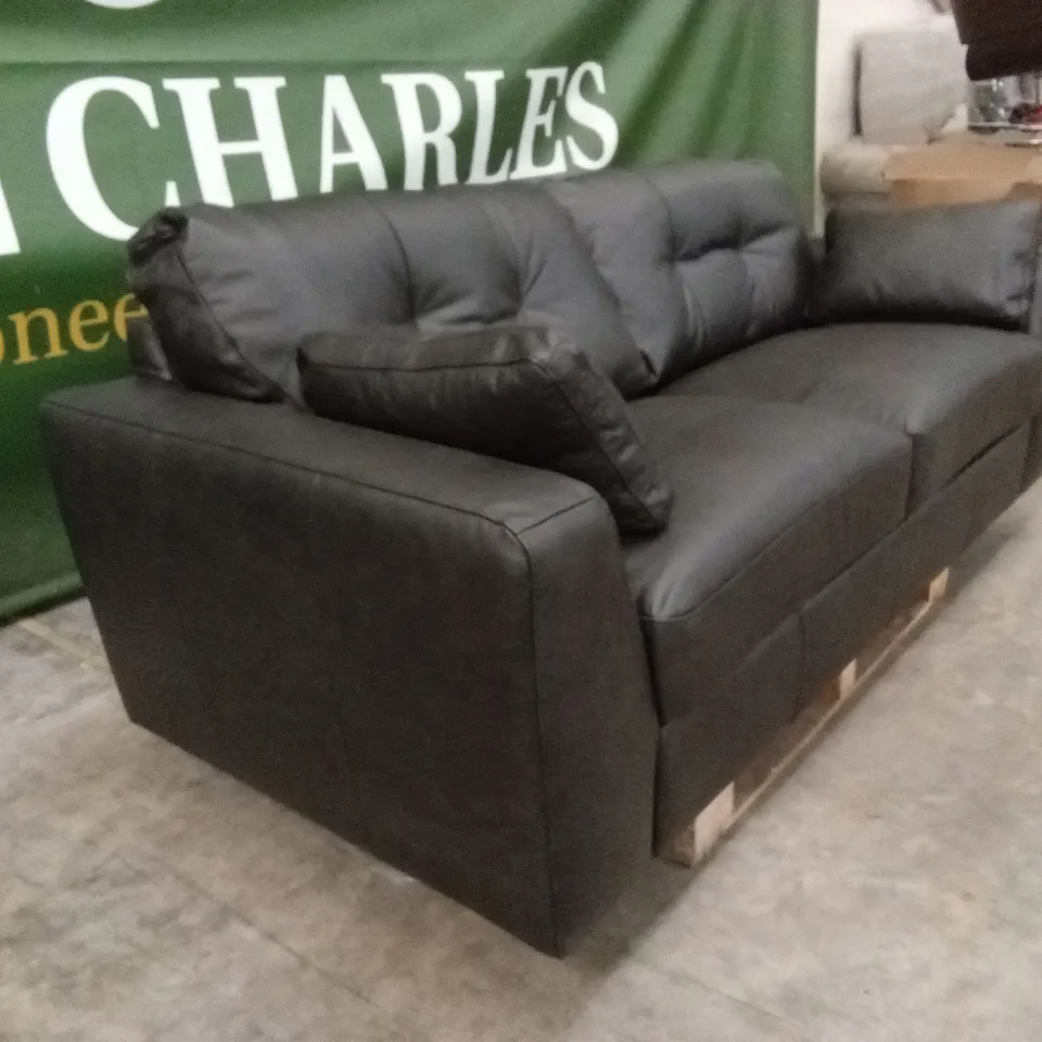 ARDEN ITALIAN LEATHER 4 SEATER SOFA - BLACK RRP £1499