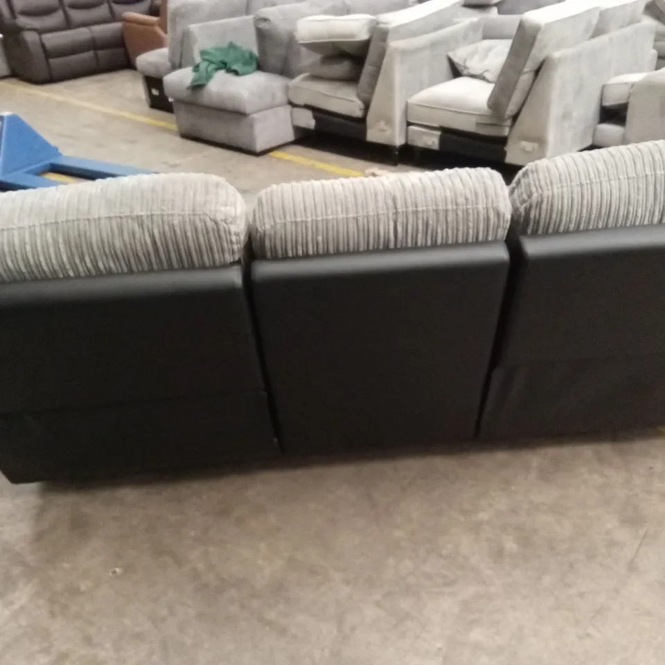 SIENNA FABRIC/FAUX LEATHER HIGH BACK 3 SEATER RECLINER SOFA RRP £849