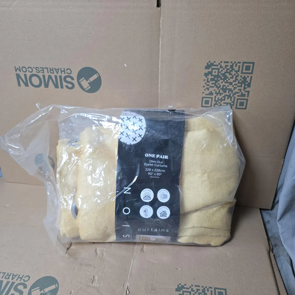 SION DIM-OUT EYELET CURTAINS - ONE PAIR, 228 X 228 CM