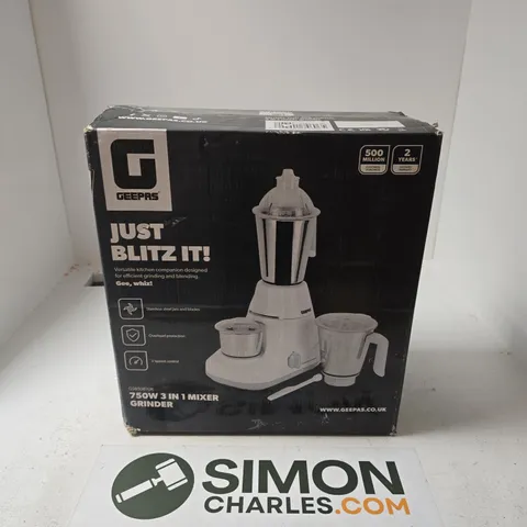 BOXED GEEPAS 750W 3IN1 MIXER GRINDER