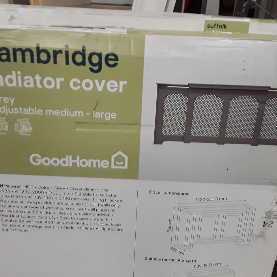 GREY CAMBRIDGE RADIATOR COVER ADJUSTABLE MEDIUM LARGE 
