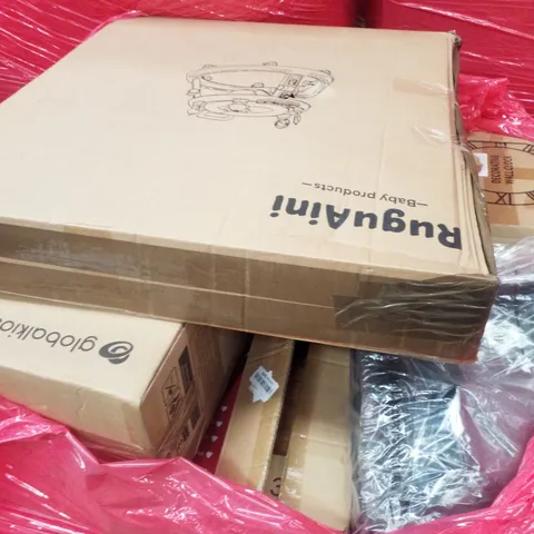 PALLET CONTAINING ASSORTED PRODUCTS INCLUDING BABY WALKER, DECORATIVE WALL CLOCK, CAR SEAT, FLOORING CUTTER & CRAZYDARTS DART BOARD
