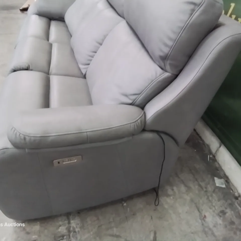QUALITY BRITISH DESIGNER & MANUFACTURED G PLAN KINGSBURY POWER RECLINING THREE SEATER SOFA CAPRI GREY LEATHER 