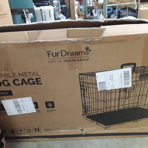 BOXED KEPLIN FURDREAMS FOLDABLE METAL DOG CAGE 36 INCH