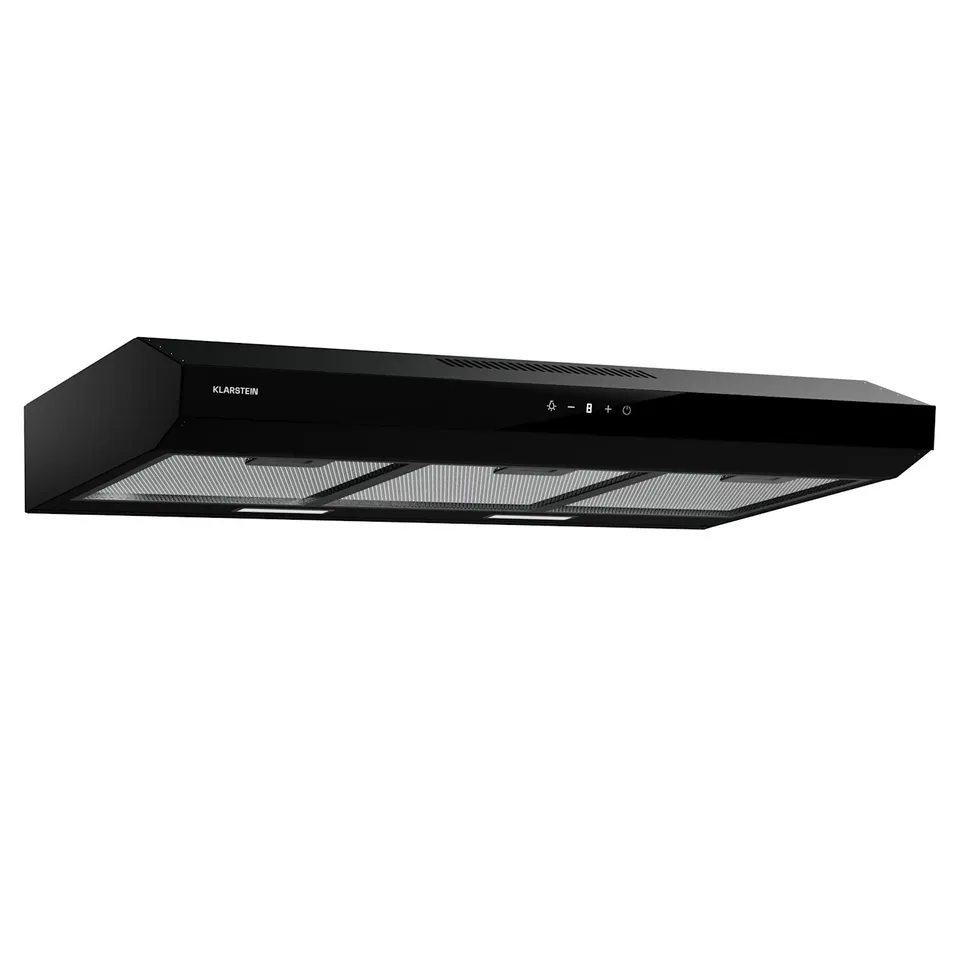 COOKER HOOD 90 CM EXTRACTOR FAN KITCHEN CHIMNEY HOOD LED TOUCH COVERTIBLE BLACK BOXED