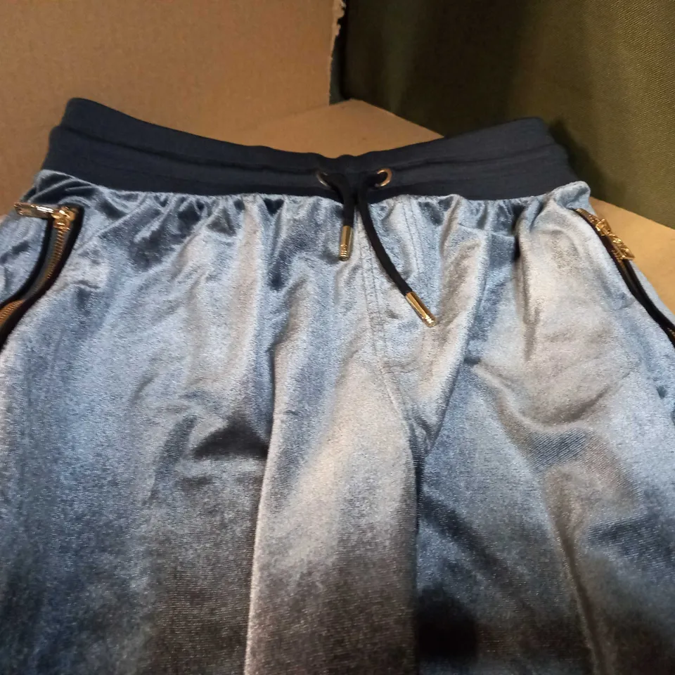 GLORIOUS GANGSTA STEEL GREY VELOUR STYLE JOGGERS - SMALL