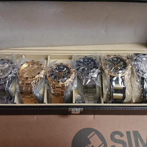 ZHOWE CHRONOGRAPH-STYLE WATCHES SET OF 6 – METAL BRACELET, ASSORTED COLOURS