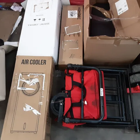 PALLET OF ASSORTED PRODUCTS INCLUDING AIR COOLER, HOMIDEC, NORTHERN STONE JUNIOR BASKETBALL SYSTEM