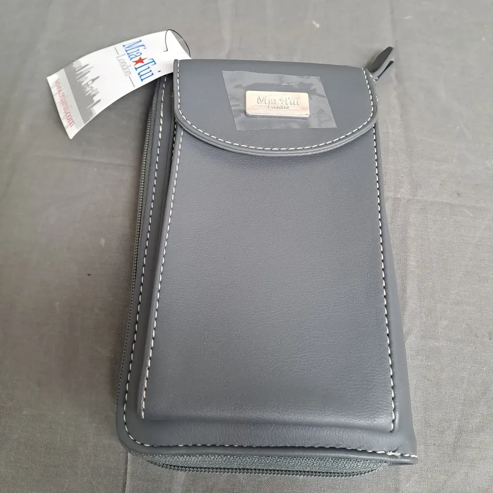 MIA LONDON DARK GREY FAUC LEATHER STRAPPED PURSE 