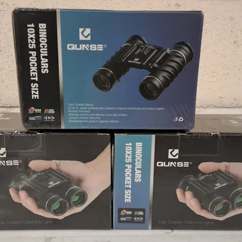 LOT OF 3 SEALED QUNSE BINOCULARS 10X25 POCKET SIZE