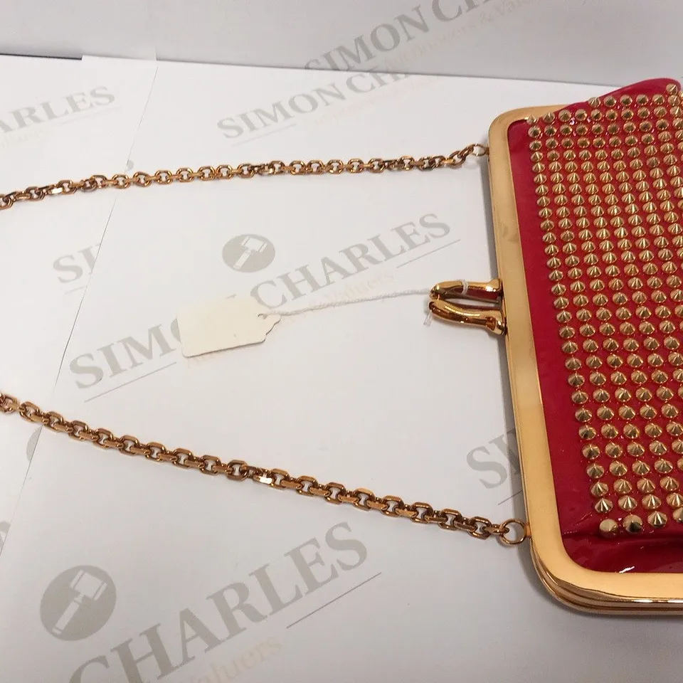 CHRISTIAN LOUBOUTIN RED AND GOLD CLUTCH BAG