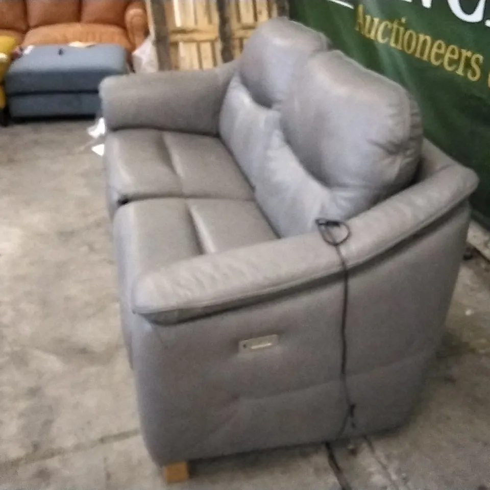 QUALITY BRITISH DESIGNED & MANUFACTURED G PLAN GREY LEATHER 3 SEATER ELECTRIC  RECLINING SOFA