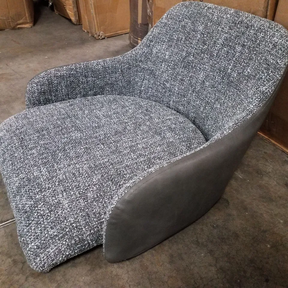 BOXED SET OF 2 GREY FABRIC/LEATHER DINING CHAIRS