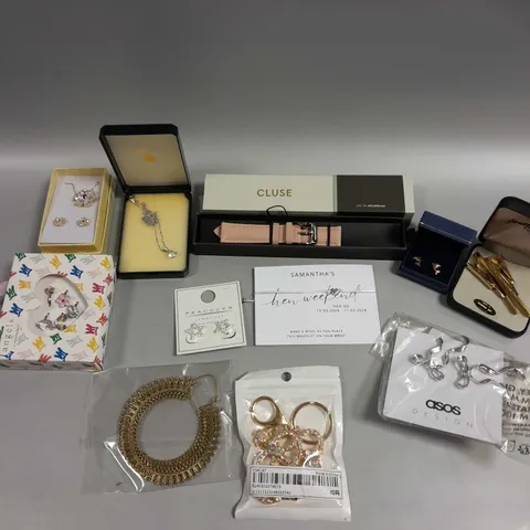 APPROXIMATELY 30 ASSORTED JEWELLERY PRODUCTS TO INCLUDE NECKLACES, RINGS, EARRINGS ETC