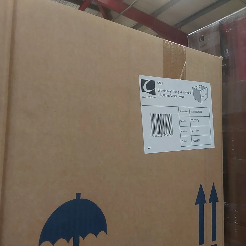 PALLET CONTAINING A LARGE QUANTITY OF ASSORTED BATHROOM FURNITURE PARTS INCLUDING: BRENTA WALL HUNG VANITY UNIT, VANITY CARCASSES ECT