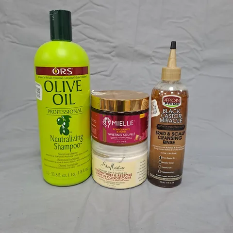 BOX OF APPROXIMATELY 20 HAIR CARE PRODUCTS TO INCLUDE AFRICAN PRIDE, ORS AND MIELLE