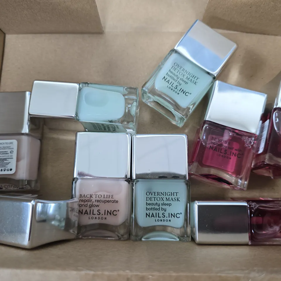 SET OF APPROXIMATELY 9 NAIL.INC LONDON TO INCLUDE - BACK TO LIFE , BE YOUR , OVERNIGHT DETOX MASK 