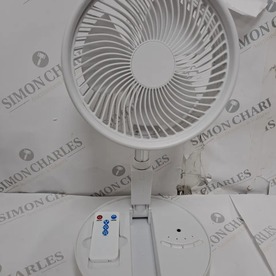 BELL & HOWELL OSCILLATING FOLDING RECHARGEABLE FAN, WHITE