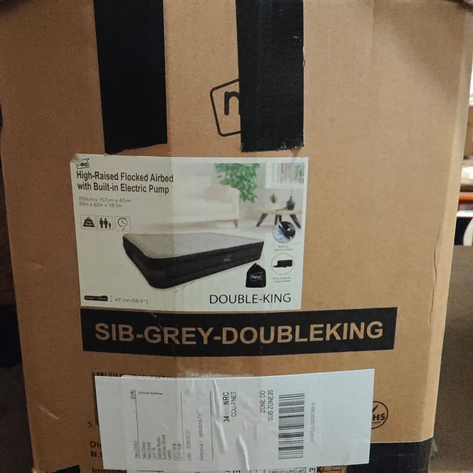BOXED NEO DOUBLE KING INFLATABLE AIR BED WITH BUILT-IN ELECTRIC PUMP (1 BOX)