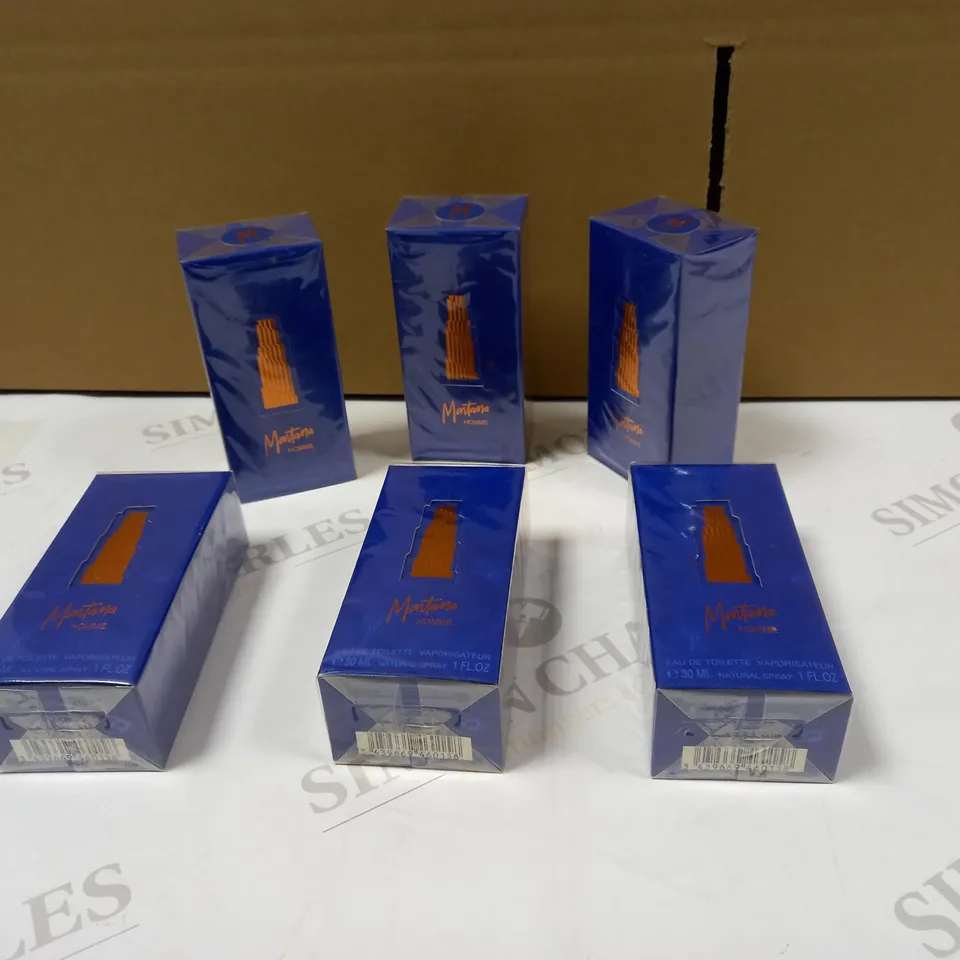 LOT OF APPROX 6 PACKAGED MONTAN HOMME EAU DE TOILETTE 