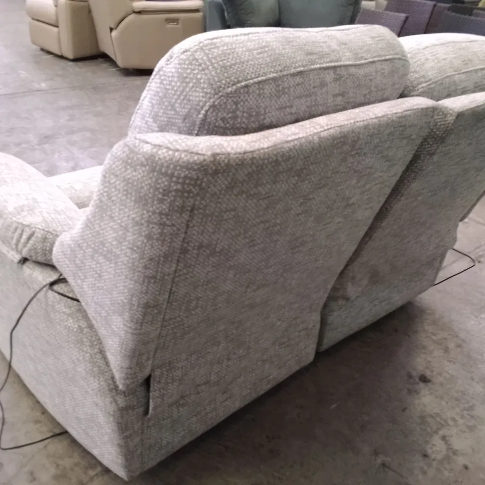 QUALITY DESIGNER G-PLAN KINGSBURY 2 SEATER ELECTRIC RECLINER DBL SOFA - REMCO LIGHT GREY FABRIC 