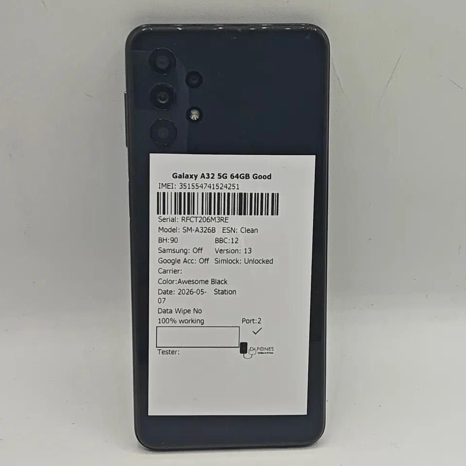 UNBOXED SAMSUNG GALAXY A32 5G 64GB IN BLACK - SM-A326B