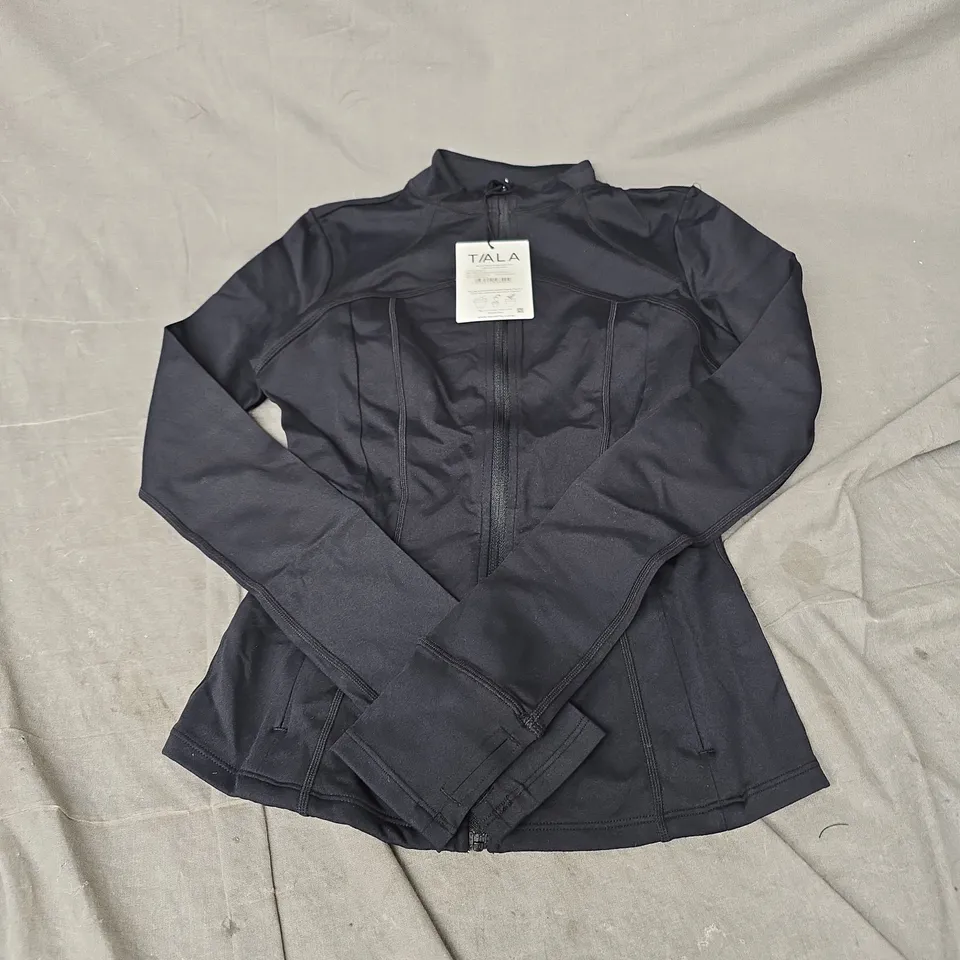 TALA SKINLUXE RUNNING JACKET LONGER LENGTH IN SHADOW BLACK SIZE XS