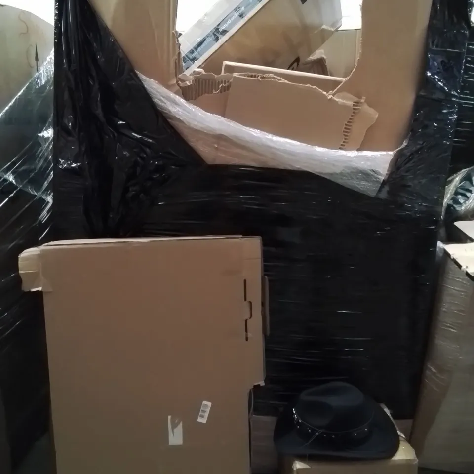 PALLET OF ASSORTED HOUSEHOLD GOODS AND PRODUCTS TO INCLUDE;CLOTHES AIRER,HAT,AIR COOLER 