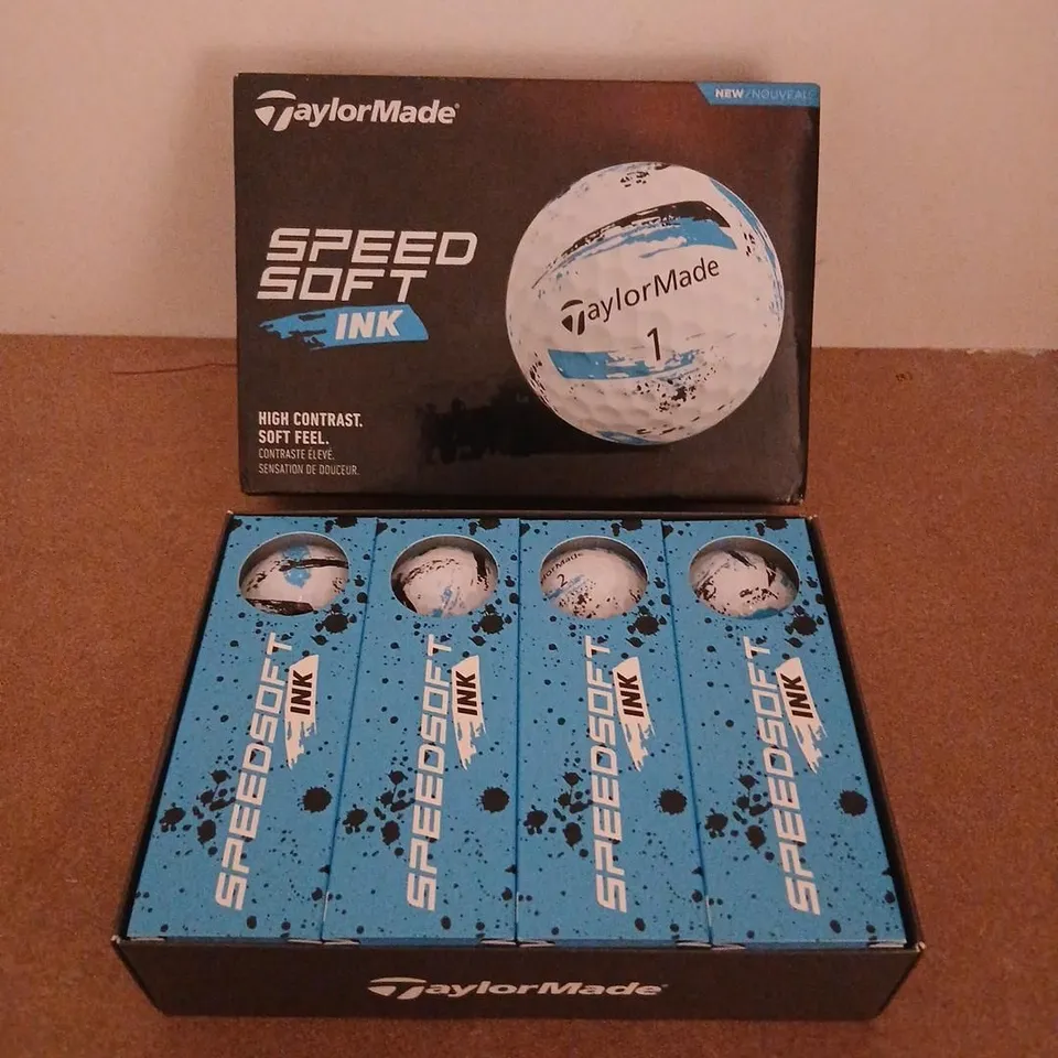 TAYLORMADE SPEED SOFT INK GOLF BALLS – 4 PACK OF THREE BALLS PER PACK