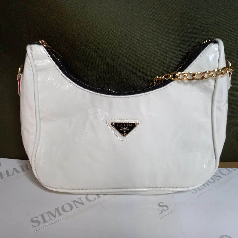 PRADA WHITE LEATHER HANDBAG 
