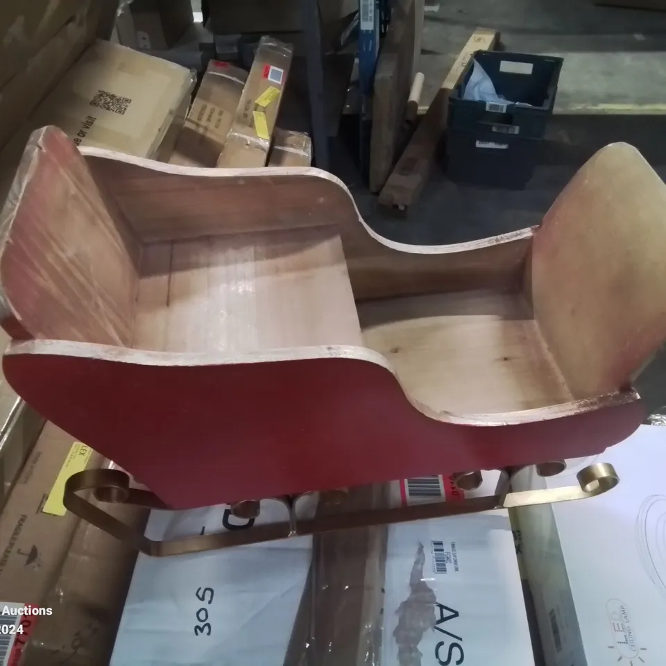 BOXED WOOD SLEIGH CHRISTMAS SANTA SLEIGH 