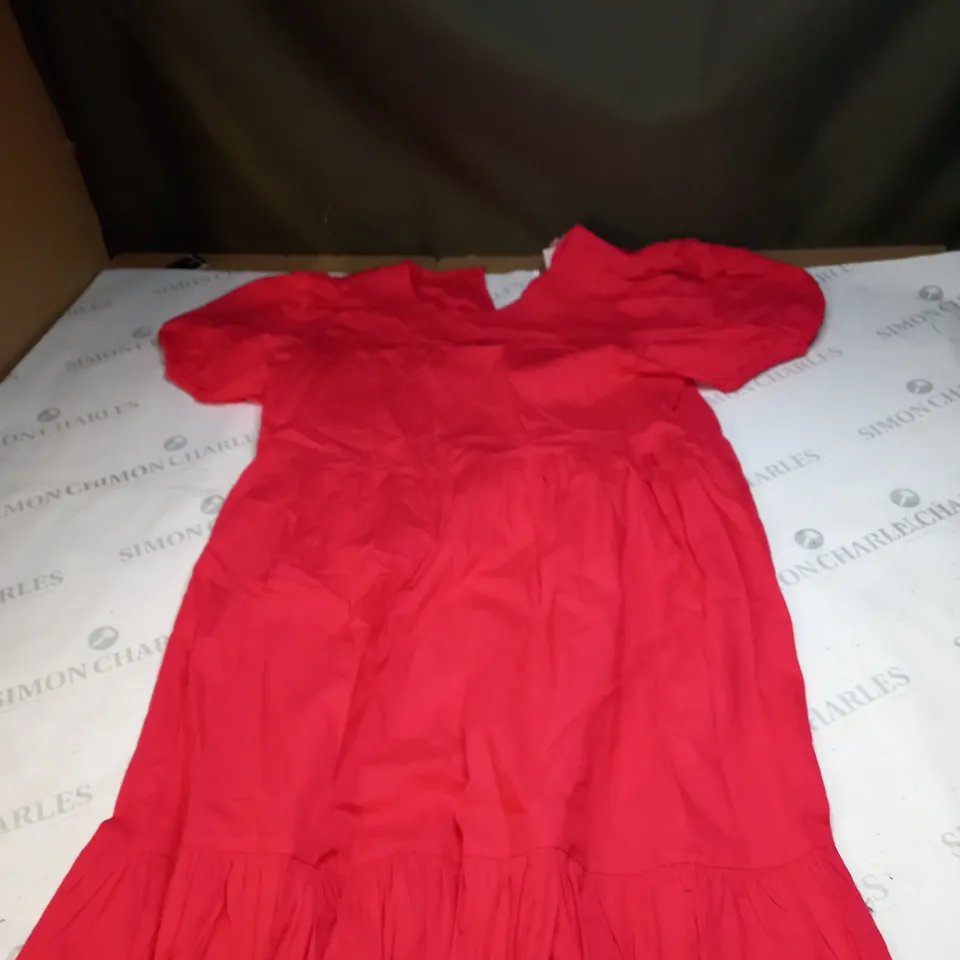 WOMENS OCCASSIONAL EXCLUSIVE PUFF SLEEVE MIDI SMOCK DRESS SIZE L