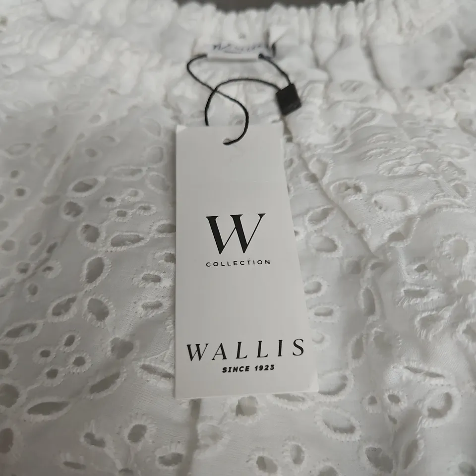 WALLIS W COLLECTION BRODERIE PUFF SLEEVE TOP - IVORY - UK 14