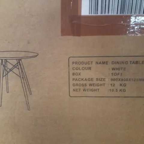 BOXED ROUND DINING TABLE - WHITE 