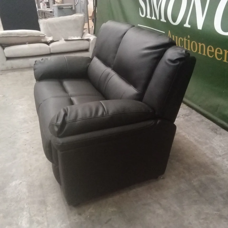 ALBION LUXURY FAUX LEATHER HIGH BACK 2 SEATER SOFA - BLACK RRP £519