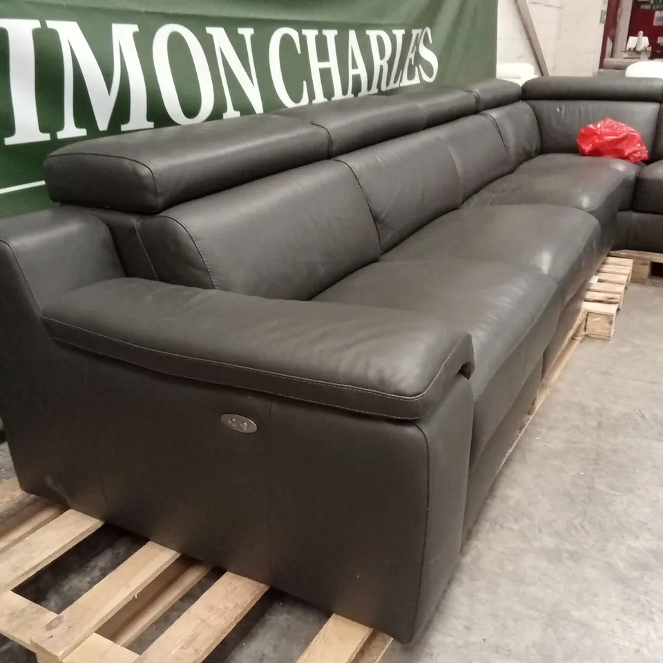 QUALITY DESIGNER ITALIAN MADE RICCARDO LEATHER ELECTRIC RECLINER CORNER SOFA