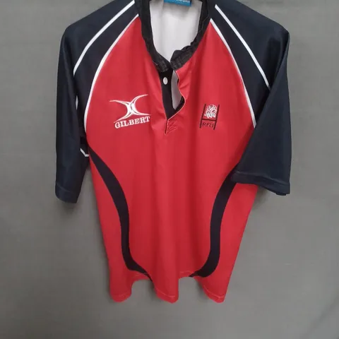 GILBERT RFU RUGBY SHIRT – RED & BLACK, SHORT SLEEVES