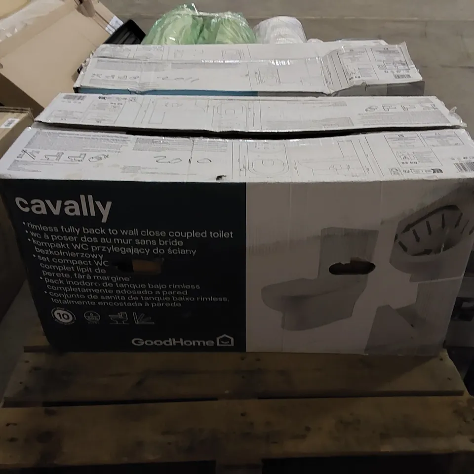 BOXED GOODHOME CAVALLY RIMLESS FULLY BACK TO WALL CLOSE COUPLED TOILET 